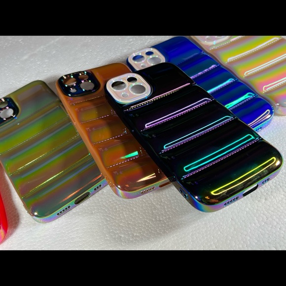 Red iPhone 13 PRO MAX Metallic Ombre Iridescent Pearlized BUBBLE Puffer Case - Picture 14 of 15